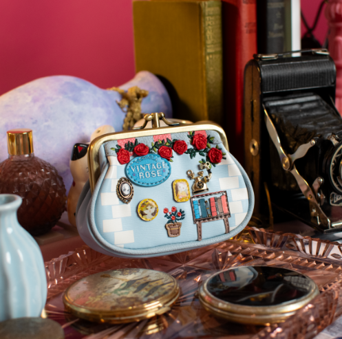 Vendula Vintage Rose Clipper Coin Purse
