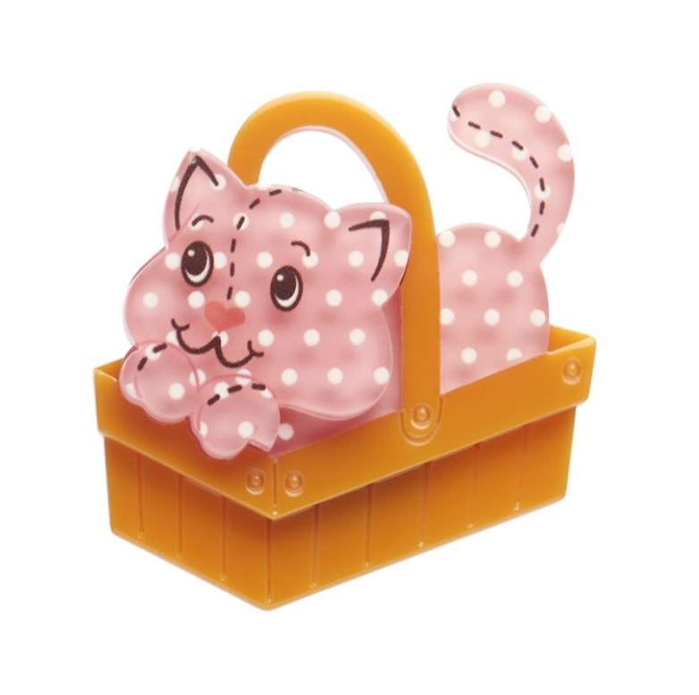 Erstwilder Strawberry Shortcake Cozy Custard Cat Mini Brooch