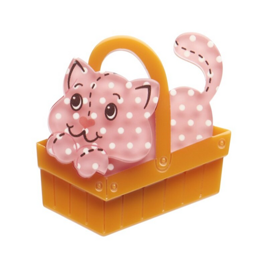 Erstwilder Strawberry Shortcake Cozy Custard Cat Mini Brooch