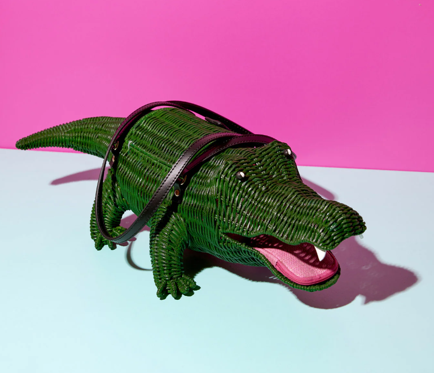Wicker alligator online purse