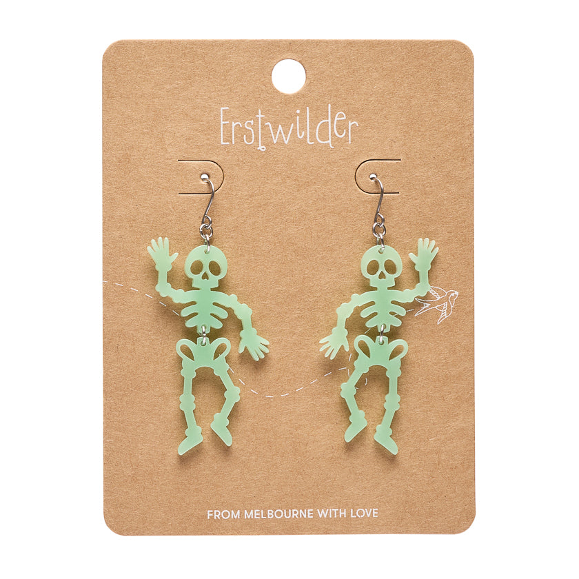 Erstwilder Midnight Mischief Dancing Skeletons Glow in the Dark Drop Earrings