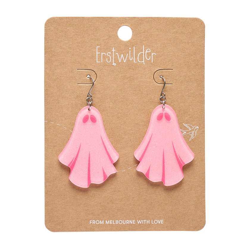 Erstwilder Midnight Mischief Ghostie Pink Drop Earrings