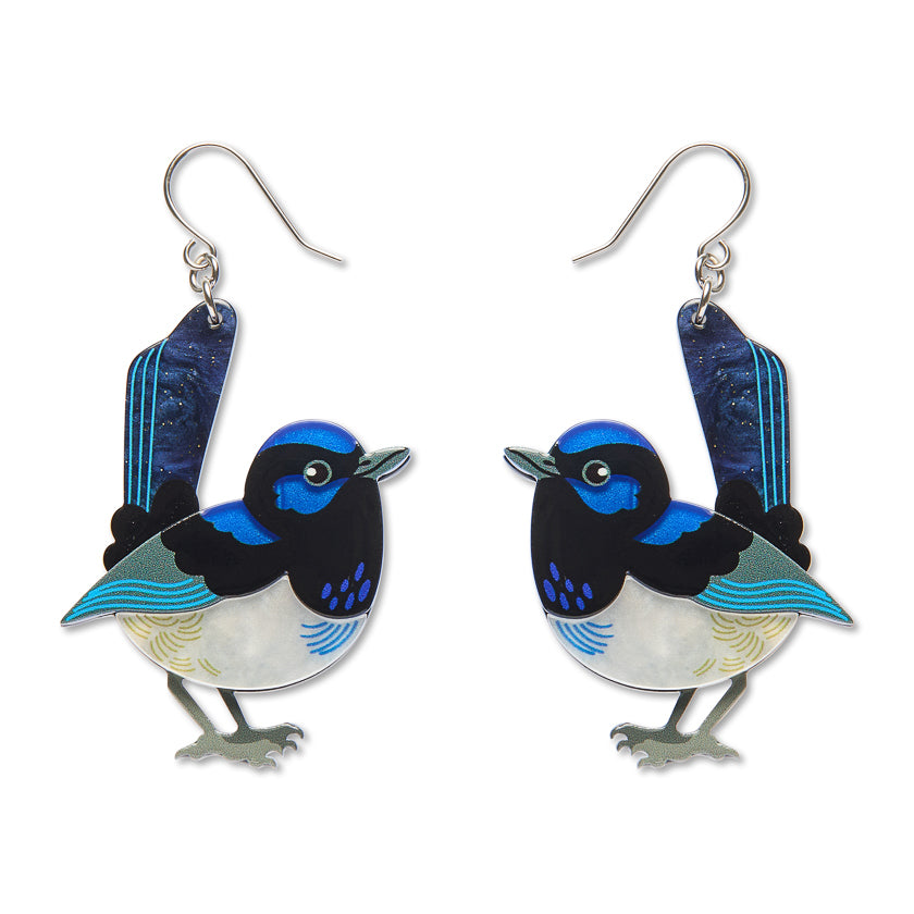 Erstwilder x Royal Botanic Gardens Victoria Superb Fairy Wren Drop Earrings