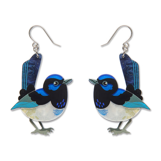 Erstwilder x Royal Botanic Gardens Victoria Superb Fairy Wren Drop Earrings