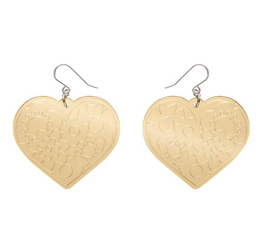 Erstwilder Spellbound Gold Love Heart Mirror Drop Earrings