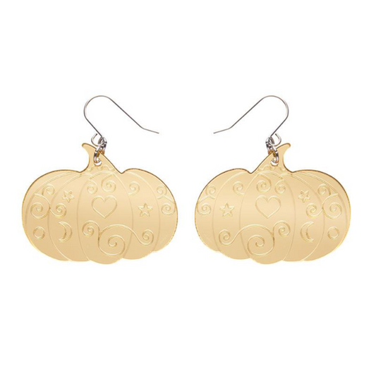 Erstwilder Spellbound Gold Pumpkin Magic Mirror Drop Earrings