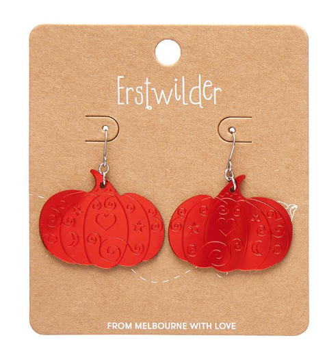Erstwilder Spellbound Red Pumpkin Magic Mirror Drop Earrings