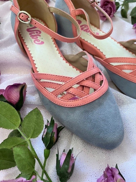 The Vibe is Enchanted in Soft Blue with Coral Shoe Fun
