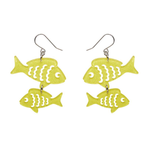 Erstwilder Great Barrier Reef Fish Friends Drop Earrings Yellow