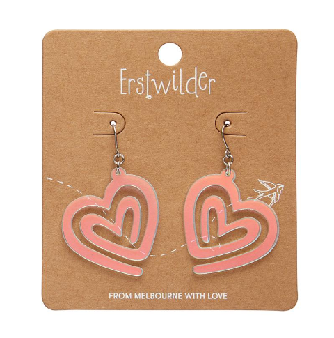 Erstwilder Valentine Heart Maze Ripple Drop Earrings Iridescent