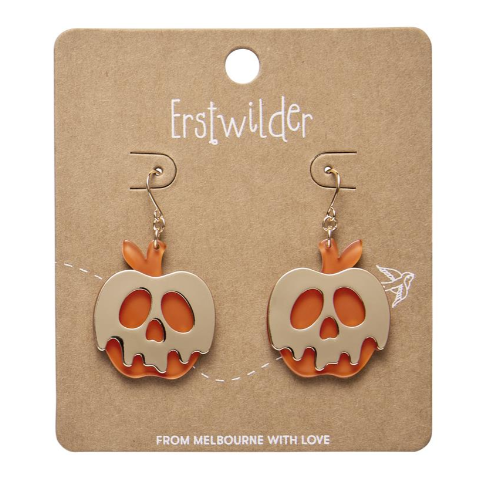 Erstwilder Megan Roy Haunted at Heart Poison Apple Drop Earrings Orange