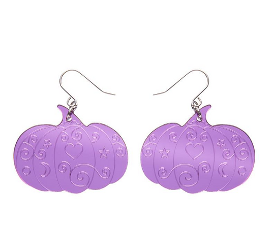 Erstwilder Spellbound Purple Pumpkin Magic Mirror Drop Earrings