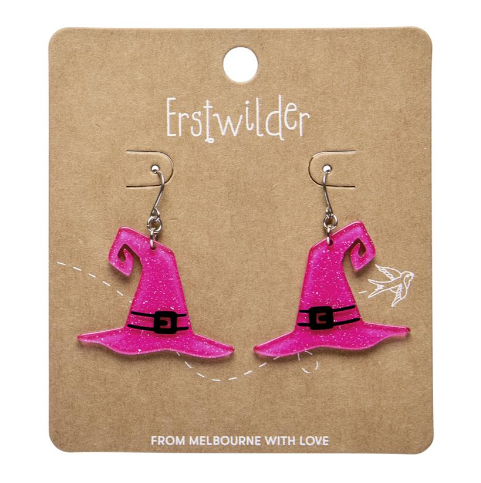 Erstwilder Megan Roy Haunted at Heart Witches Hat Drop Earrings Pink