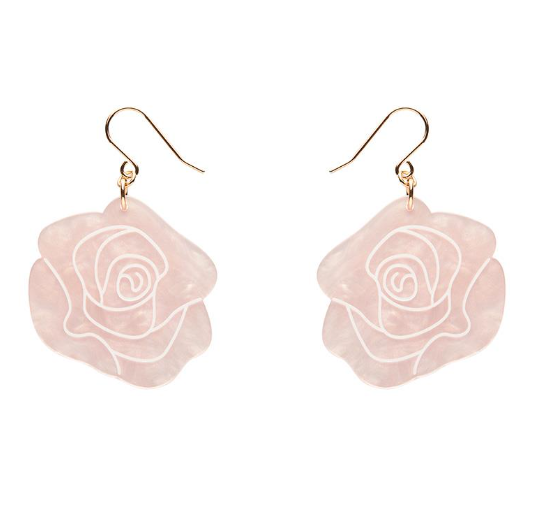 Erstwilder Pete Cromer Fairy Tales Eternal Rose Drop Earrings Light Pink