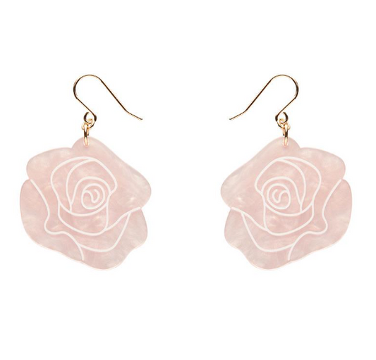 Erstwilder Pete Cromer Fairy Tales Eternal Rose Drop Earrings Light Pink