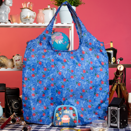 Vendula Vintage Rose Folding Shopper and Purse