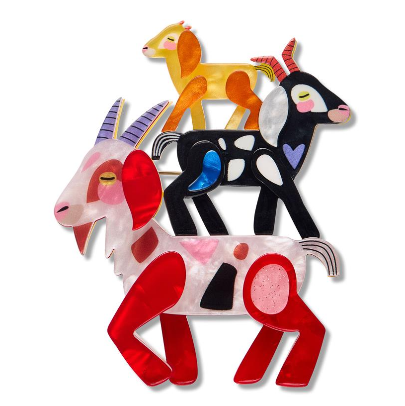 Erstwilder Pete Cromer Fairy Tales Goat Goals Brooch