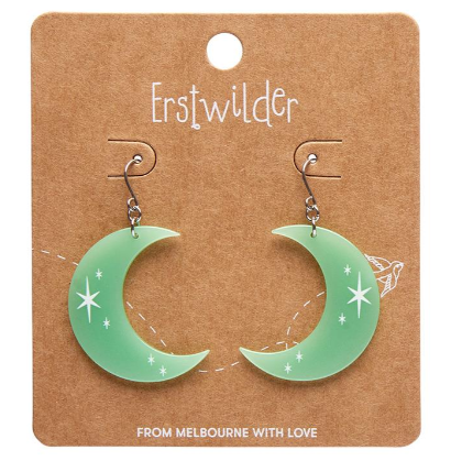 Erstwilder Halloween Essentials Half Moon Drop Earrings Glow in the Dark