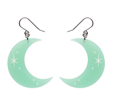 Erstwilder Halloween Essentials Half Moon Drop Earrings Glow in the Dark