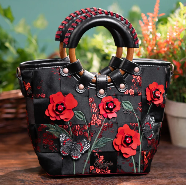 PREORDER Vendula Butterfly Garden Woven Mini Lea Bag