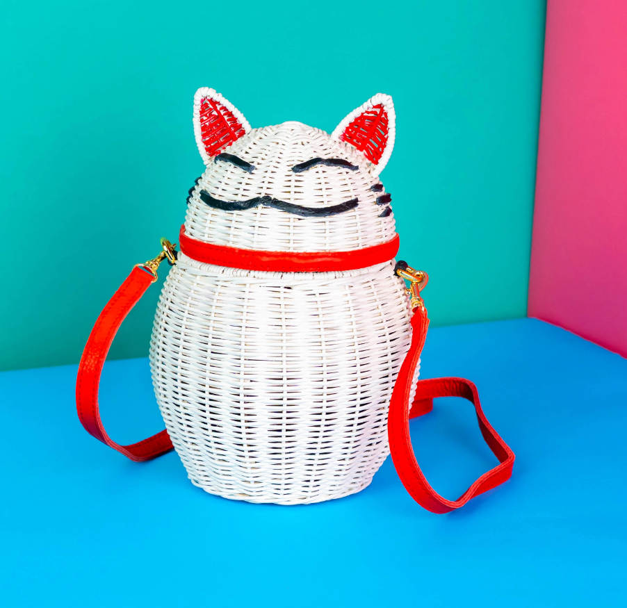 Wicker Darling Lucky Cat Bag