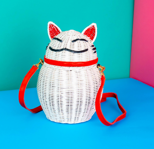 Wicker Darling Lucky Cat Bag