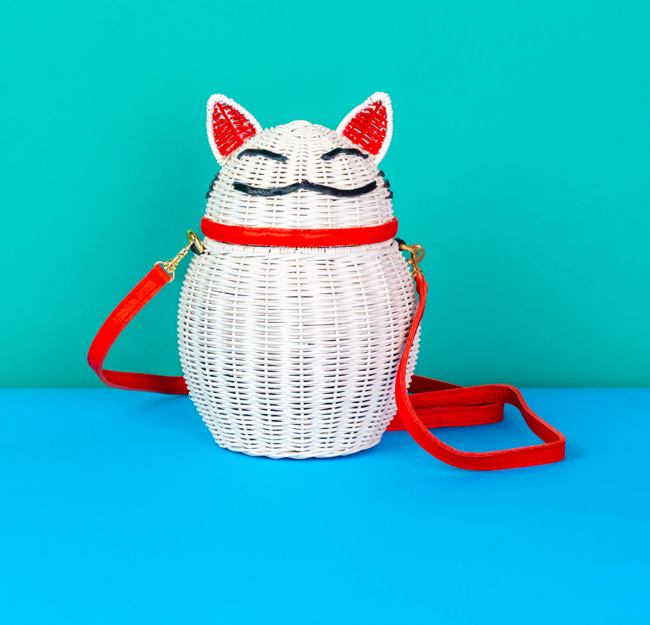 Wicker Darling Lucky Cat Bag
