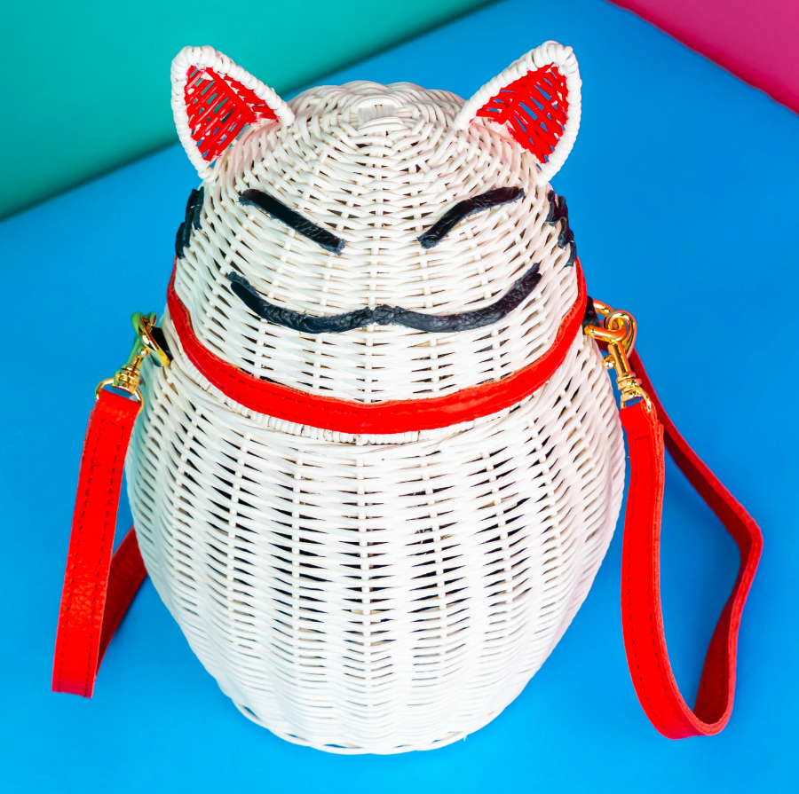 Wicker Darling Lucky Cat Bag