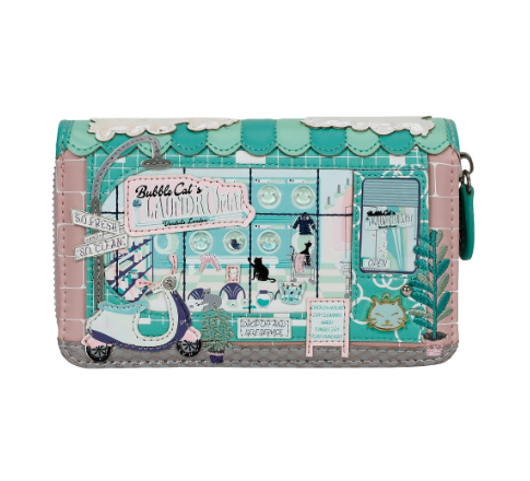 Vendula Bubble Cats Laundromat Medium Ziparound Wallet
