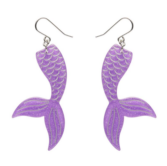 Erstwilder Pete Cromer Fairy Tales Mermaid Tail Drop Earrings Violet