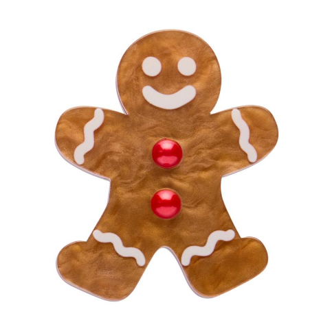 Erstwilder Merry Menagerie Gingerbread Man Simplified Mini Brooch