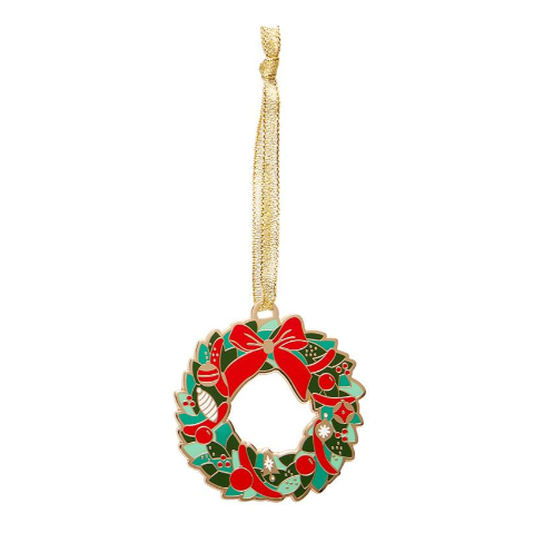 Erstwilder Merry Kitschmas Evergreen Wreath Enamel Tree Ornament