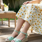 The Vibe is Busy Bees in Mint Green Suede