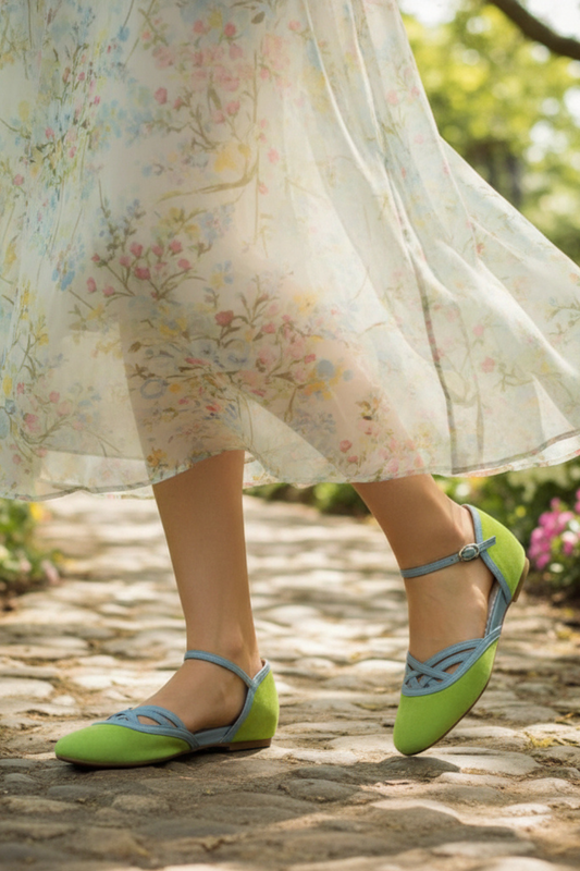 The Vibe is Enchanted in Apple Green and Denim Blue