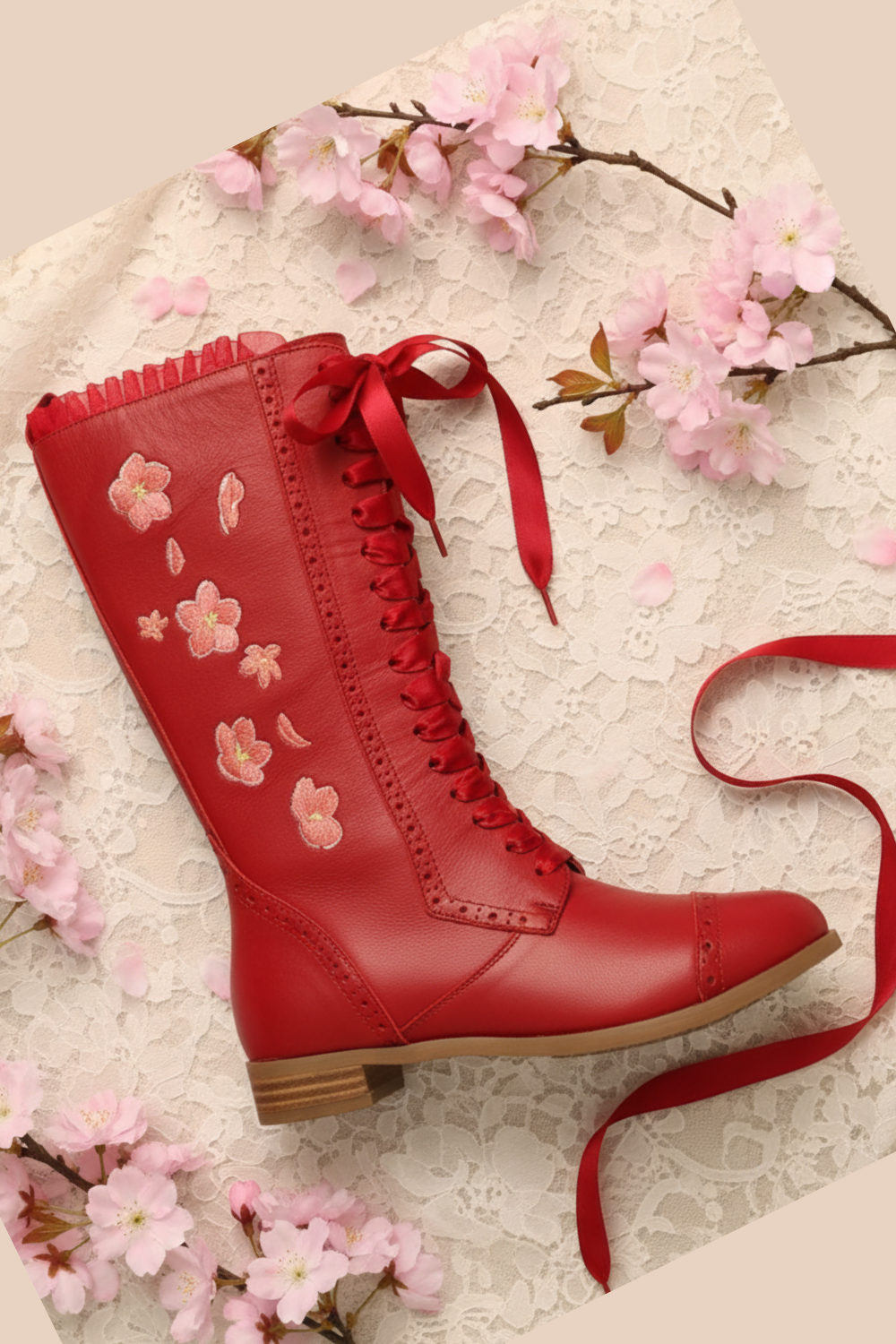 The Vibe is Sakura Red Boots