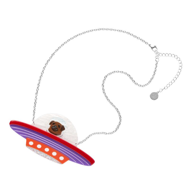 Erstwilder Mission to the Moon Pug Encounters Necklace