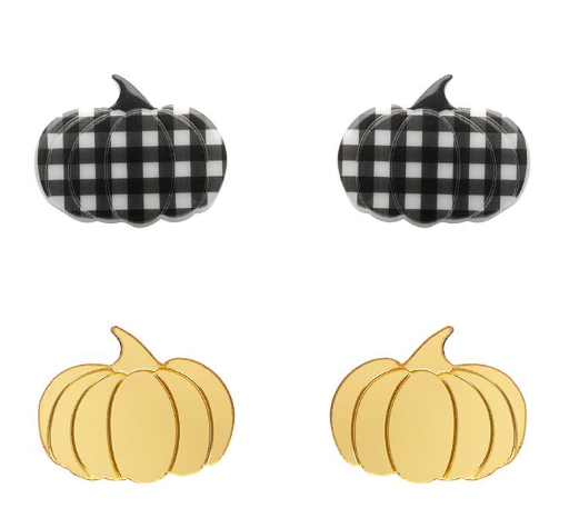 Erstwilder Pumpkin Patch Stud Earrings Set Gold and Black