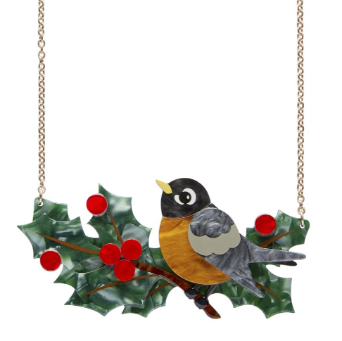 Erstwilder Merry Menagerie Ruby The Robin Necklace