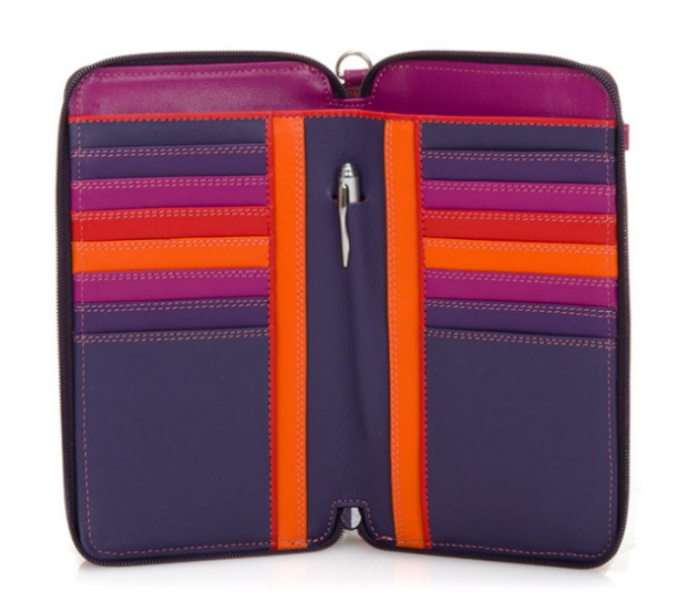 Mywalit Zip Round Multi Purse with Shoulder Strap Sangria