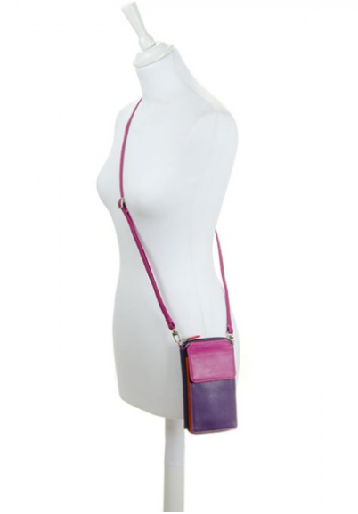 Mywalit Zip Round Multi Purse with Shoulder Strap Sangria