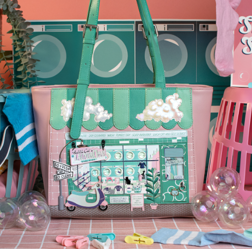 Vendula Bubble Cats Laundromat Shopper Bag