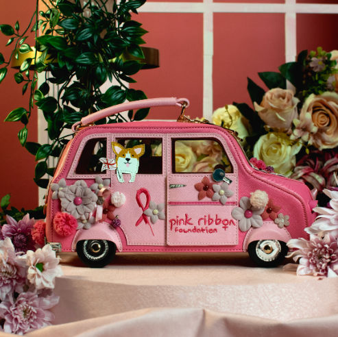 Vendula Pink Ribbon Foundation London Cats and Corgis Floral Pink Taxi