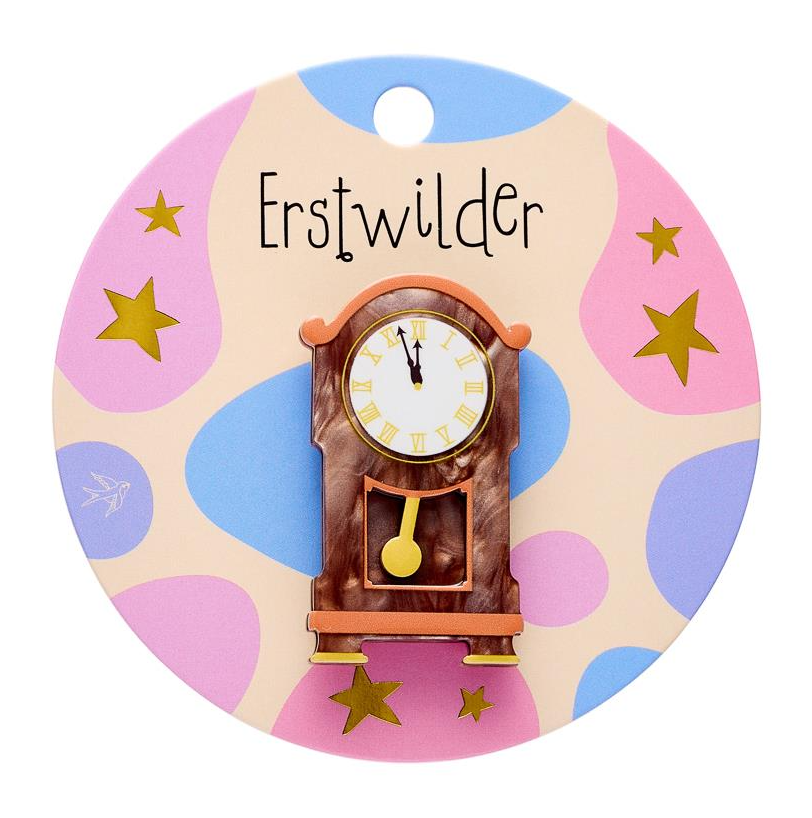 Erstwilder Pete Cromer Fairy Tales Clock Simplified Mini Brooch