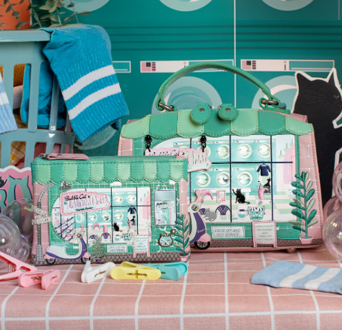 Vendula Bubble Cats Laundromat Coin Purse