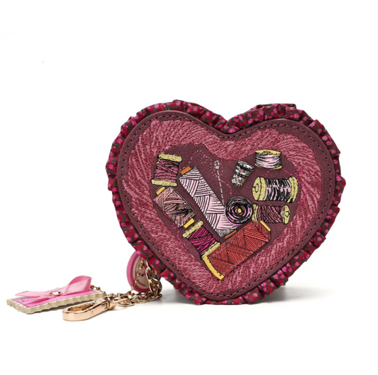 Vendula Pink Ribbon Sewing Box Scrapbook Heart Coin Purse