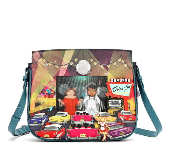 Vendula Kittys Drive In Movie Caturday Night Fever Heather Crossbody