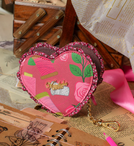 Vendula Pink Ribbon Sewing Box Scrapbook Heart Coin Purse
