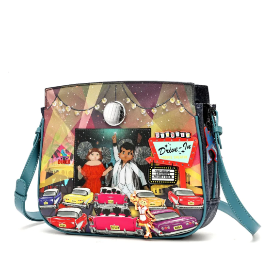 Vendula Kittys Drive In Movie Caturday Night Fever Heather Crossbody