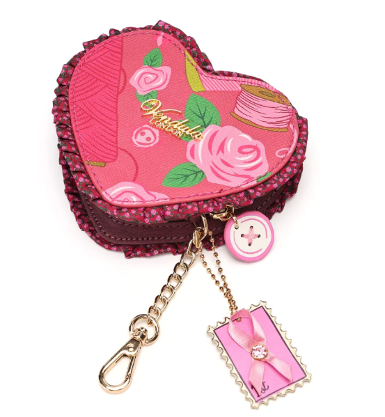Vendula Pink Ribbon Sewing Box Scrapbook Heart Coin Purse