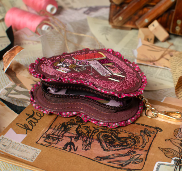 Vendula Pink Ribbon Sewing Box Scrapbook Heart Coin Purse